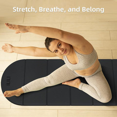 Extra Long Foldable Yoga Mat – 10mm Thick TPE, Portable & Comfortable 75″L x 26″