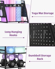 Yoga Mat Storage Racks,Home Gym Storage Rack Dumbbells Kettlebells Foam Roller