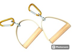 Pilates- Leather wood Handles Classic with hardwood swivel grip. 1 Set