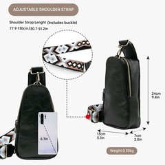 Long Keeper Sling Chest Bag for Women PU Leather Satchel Daypack Traveling Cr…