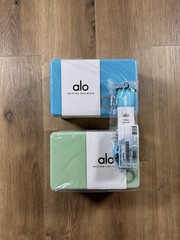 Brand New ALO Blue and Green Uplifting Yoga Blocks and Blue Yoga Strap, Sold out