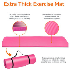 Amazon Basics Extra Thick Yoga Mat Non Slip Fitness Exercise Gym Mat Strap USA