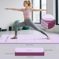 HAHE 7-Fold Design Extra Thick Yoga Mat 72″L x 24″W x 0.47″,TPE Fitness Exercise
