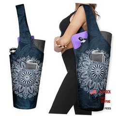 Yoga Mat Bag – Long Tote with Pockets – Holds More Yoga 37″x15.5″ Mandala Black
