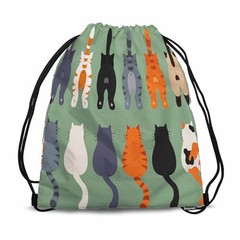 Drawstring Bag 14×16.9 Inch Cartoon Cats Poses Behind Gym bag Cats Butts