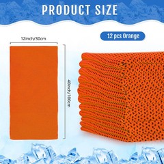Hosuly 12 Pieces Cooling Towels, 40 x 12 Inch Ice Cool Towel Small, Orange