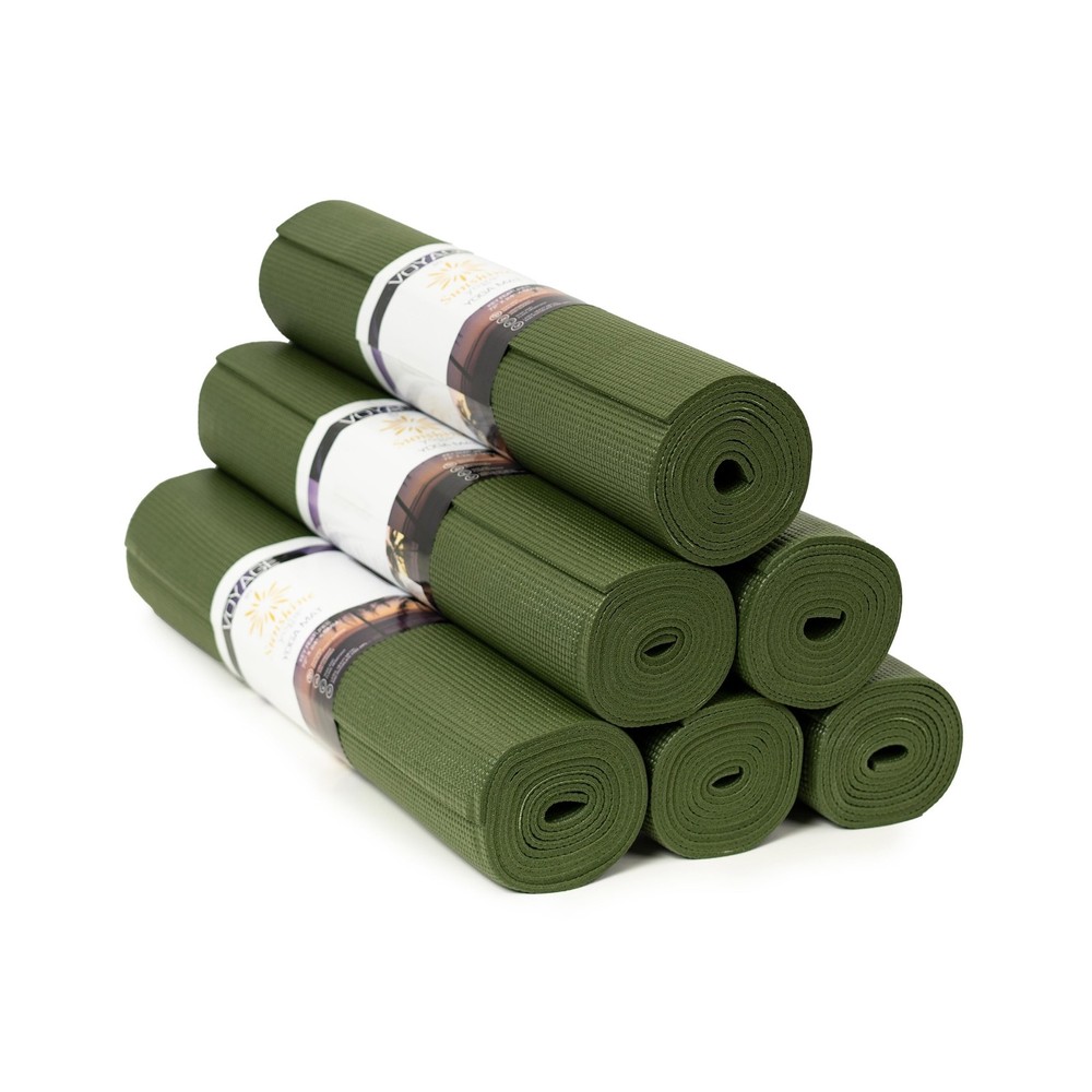 Voyage 5mm Studio Yoga Mats, 6 Pack, 72x24in Olive Green