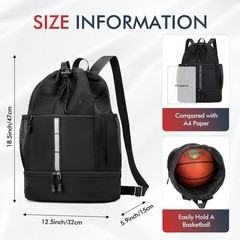 PinCute Drawstring Gym Bag for Men/Women – Mesh Beach Swim Bags Sports Backpa…