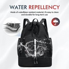 PinCute Drawstring Gym Bag for Men/Women – Mesh Beach Swim Bags Sports Backpa…