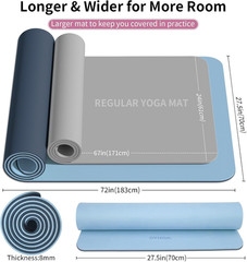 Extra Thick 8mm Non-Slip Yoga Mat with Carrying Strap – Dual Color 72″x28