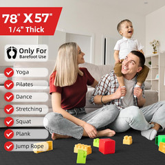 Extra Large Yoga Mat – 72″X48″ or 78″X57″, 1/4″–1/2″ Thick Mat for Women & Men,
