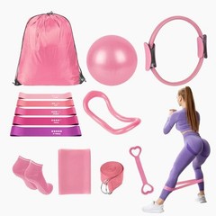 13 Pcs Pilates Essentials Kit for Women, Home Workout Equipment Set with Pink