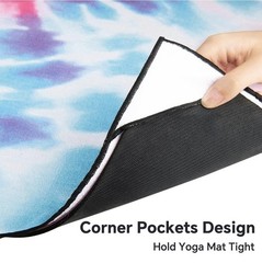 74″ Star Tie Dye Yoga Towel Corner Pockets Non-slip Hot Yoga Mat Cover NEW W/bag