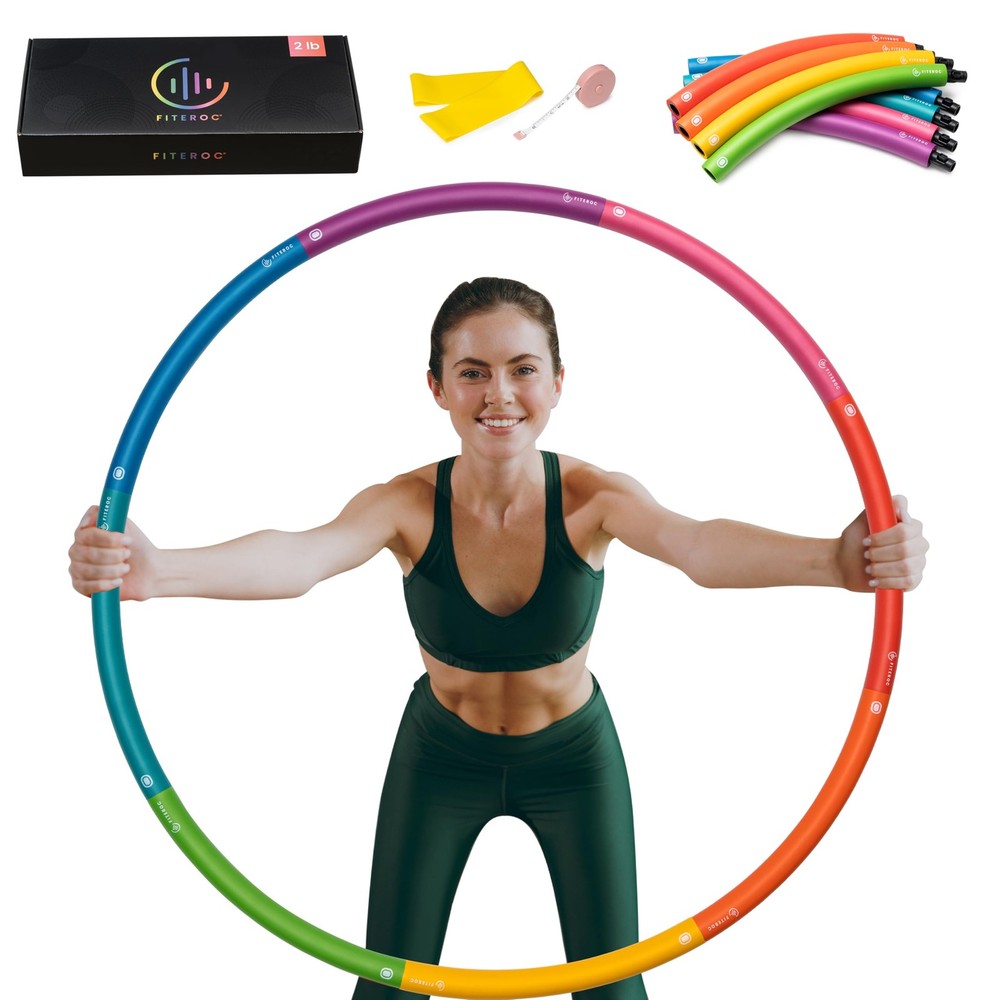 Weighted Fitness Hoop for Adult Beginners – 2 lb Exercise Holahoop – 8 Colorf…