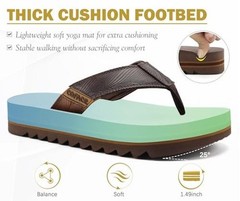 Mens Arch Support Flip Flops Yoga Mat Comfortable Thick Cushion 10 Brown