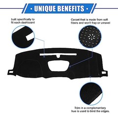 Dash Cover Mat Fit for Chevy Silverado 1500 2500HD 3500HD 2019-2025 Black