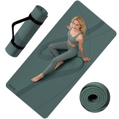 Yoga Mat High Density Exercise Mat, 76″x32″x0.27″Thick Wide & Large Olive Green