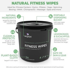 400 Ct Plant-Based Lemongrass Yoga Mat Cleaner Wipes Vinegar Wipes for Fitness