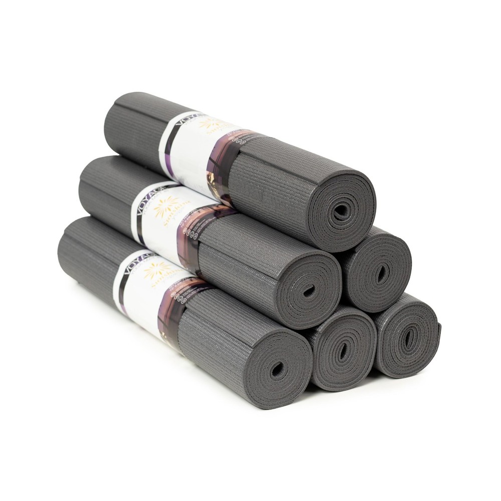 Voyage 5mm Studio Yoga Mats, 6 Pack, 72x24in Charcoal