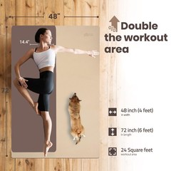 Large Yoga Mat (6’x4′) Extra Wide 1/4 Inch Thick Workout Mat for Home, Non Sl…