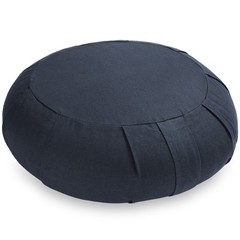 15″ Round Organic Cotton Buckwheat Hull Meditation Cushion – Blue