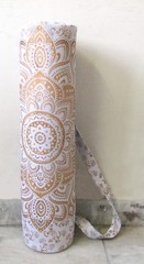 White Golden Yoga Mat Carrier Bag Mandala Indian Large Bags With Shoulder Strap