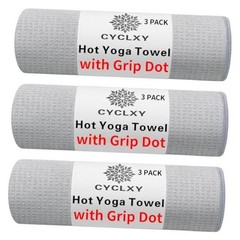 3 Pack Yoga Mat Towels with Grip Dot, Hot Yoga Towel Non 72.00″ x 26.50″ Grey