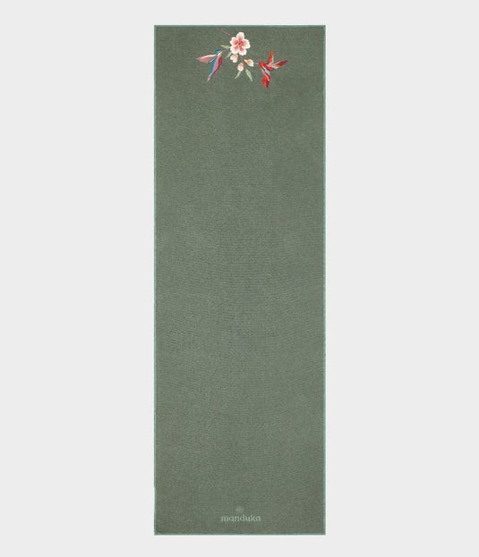 Manduka Yogitoes Nectar Blossom Hummingbird Yoga Mat Towel Skidless NEW Limited