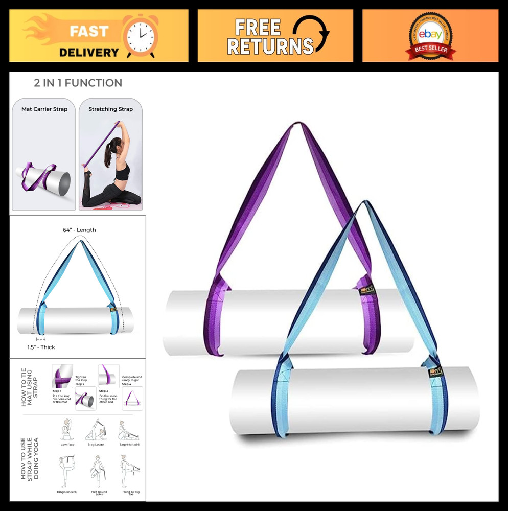 Adjustable Yoga Mat Carrier Strap | Comfy Sling Holder for Easy Transport | Thic