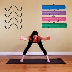 Wall Mount Yoga Mat Foam Roller and Towel Rack Hooks , Exercise Mat Storage