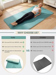 EaseUp Large yoga mat,73’x35.5’x0.4’,extra thick and wide,10mm pilates mat
