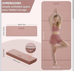 HAHE Foldable Non-Slip Pink Foam Yoga Mat 188x80cm Easy to Carry Pilates