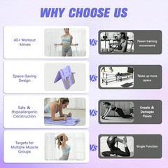 HanTai Foldable Pilates Reformer Set 6in1 Home Sliding Fitness Board Purple