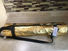TwelveNYC GOLD LAME Yoga Mat Carrier Carry Strap Zipper Draw String NWT