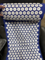 Massage Mat Linen Lotus Spike Acupressure Sports Cushion Blue & White Used