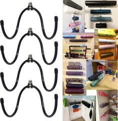 4 Pack Yoga Mat Holder Wall Mount Yoga Mat Foam Rollers Wall Rack Wall Storage M