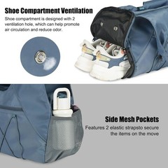 Gym Bag For Women With Yoga Mat Holder & Shoe Compartment & Wet Dry Storage P…