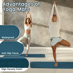 Fitvids 1/2″ Thick High Density Exercise Yoga Mat, Carrying Strap, Navy Blue