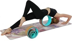 13″ Yoga Wheel 4 Pack Cork/Turquoise + Guide – Deep Stretch & Strength