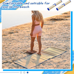 4 Packs Straw Beach Mat Waterproof Non Slip Straw Mat Foldable Lightweight Picni
