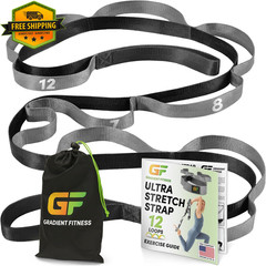 12 Loop Stretch Strap 1 Inch x 8 Ft Physical Therapy Yoga Leg Stretcher Handles