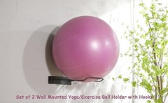 Yoga Ball Holder Set of 2, Industrial Exercise Ball Holder Wall Mount, Black