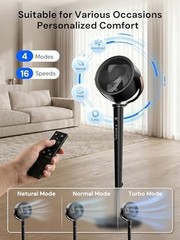 Oscillating Fan for Bedroom – 120°+120° Full-Automatic – 38″-46″