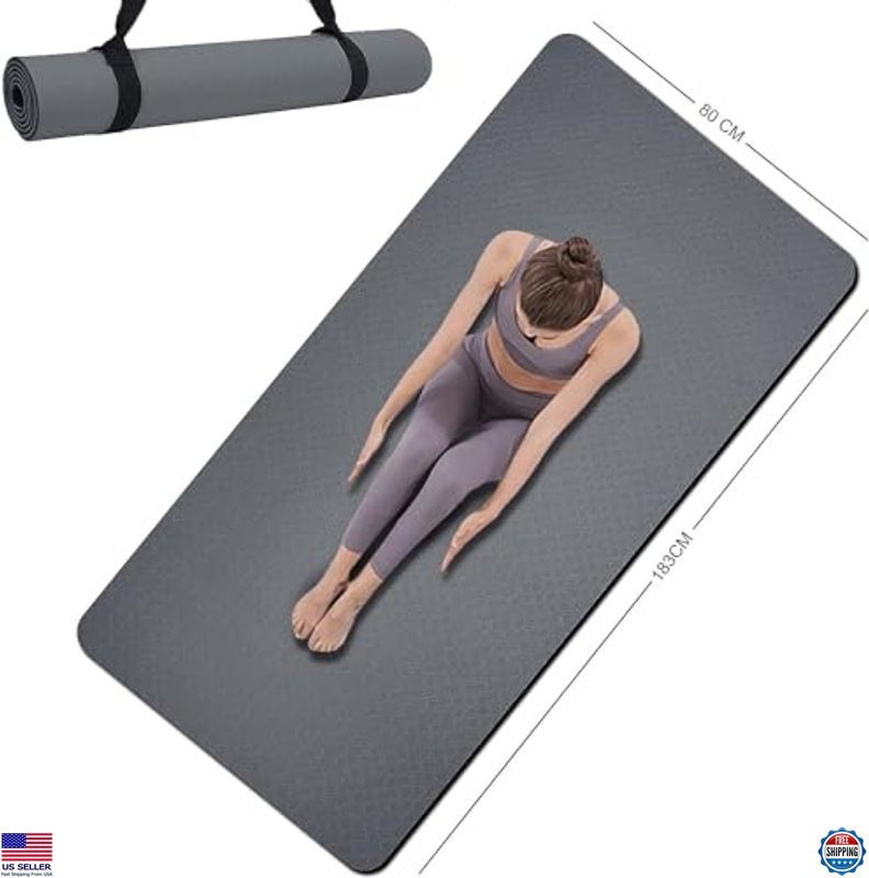 Extra Wide Non-Slip Yoga Mat 72″x32″x7mm TPE for Home Workout & Pilates