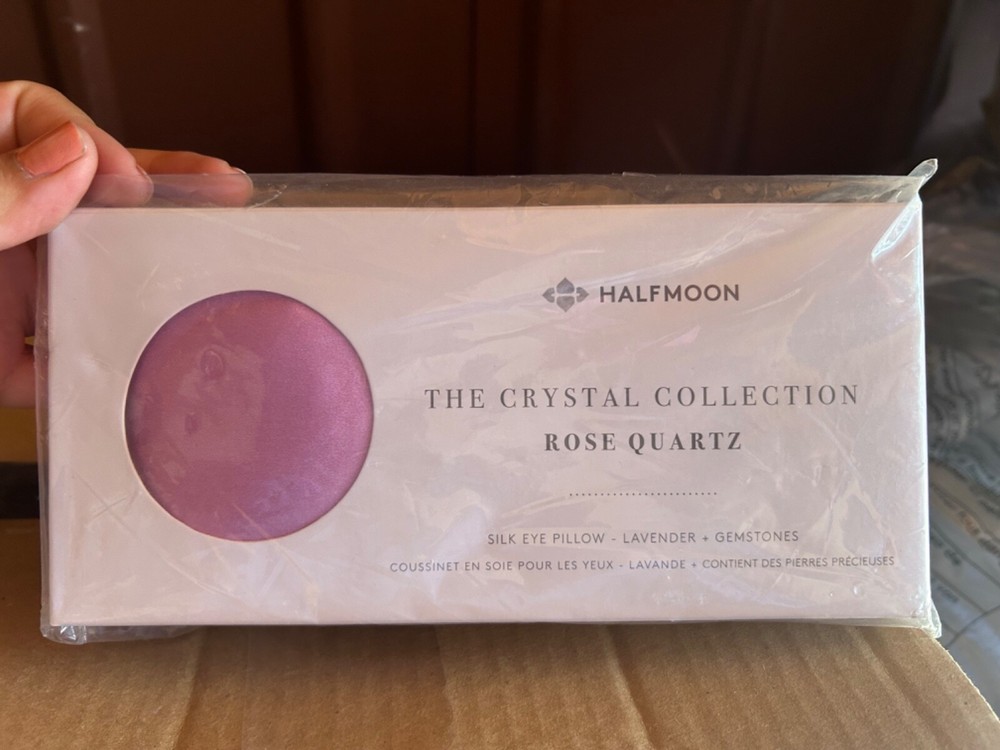 Halfmoon Rose Quartz Silk Pink Eye Pillow Crystal Meditation Yoga Gaiam