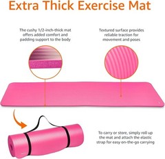 1/2 Inch Extra Thick Exercise Yoga Mat with Carrying Strap Cushioned Support