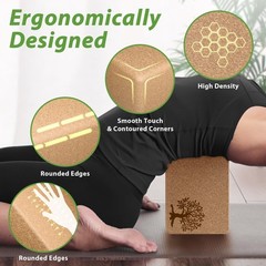 Cork Yoga Blocks 2 Pack Set, Natural Soft Non-Slip Blocks,