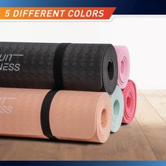 Circuit Fitness by 1/4-inch (6mm) Non Slip Multi-Purpose Exercise Yoga Mat wi…