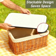 17 Inch Grilling Prep & Serve Trays with Non-Slip 17″ x 10.5″ White/Black