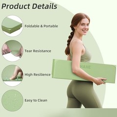 Foldable Yoga Mat,74″Lx32″Wx1/3″Thick,Folding Exercise Mat,Non-slip Wide Green
